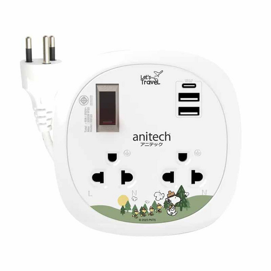 Anitech ปลั๊กไฟพกพาลายสนูปปี้ รุ่น SNP-H9122