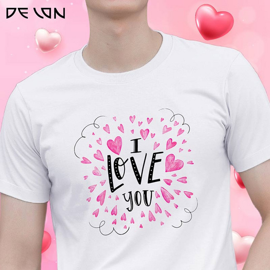 DELON เสื้อยืดคอคลม รุ่น AT53179 สกรีนลาย "Love You ทู๊กกกก...วัน" จำนวน 1 ตัว