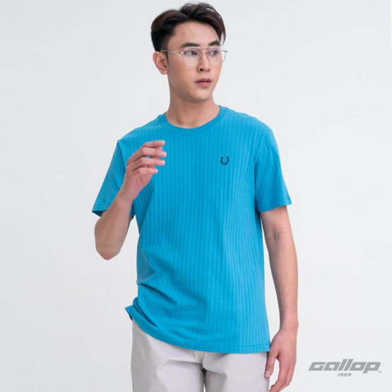 GALLOP เสื้อยืดคอกลมผ้าชักร่อง (Rib) สีพื้น รุ่น GT9128