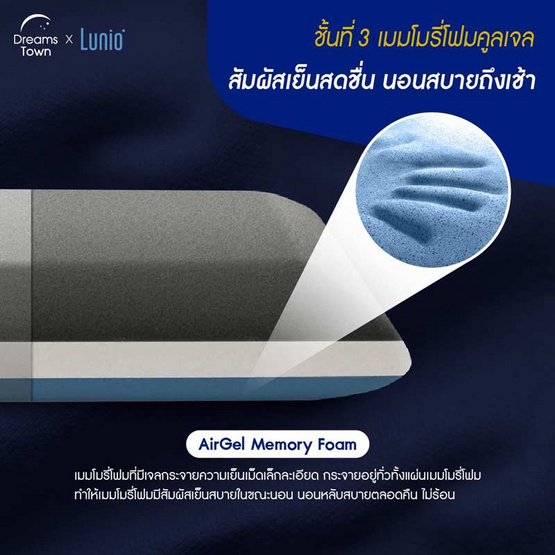 Lunio หมอนเมมโมรี่โฟม รุ่น Mercury Hybrid Pillow