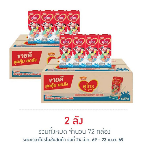 ดูโกร ออลเอ็นวัน นมUHT รสจืด 180 มล. (ยกลัง 36 กล่อง)