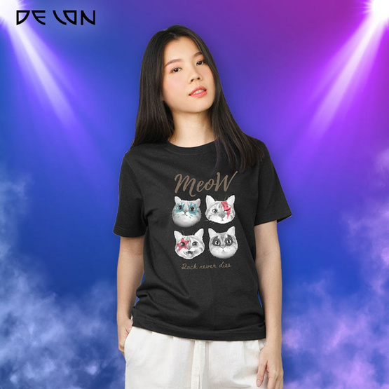 DELON เสื้อยืดคอกลมน้อมแมว ผ้าคอตตอน-โพลีเอสเตอร์ AT53172 (UNISEX) DELON เสื้อยืดคอกลมน้อมแมว ผ้าคอตตอน-โพลีเอสเตอร์ AT53172 (UNISEX)