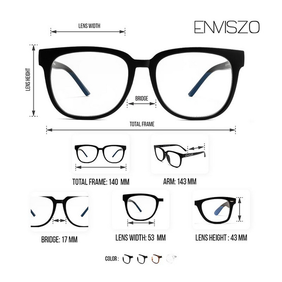 Enviszo Blue Contro แว่นตากรองแสงสีฟ้า รุ่น EZ3995 53mm Enviszo Blue Contro แว่นตากรองแสงสีฟ้า รุ่น EZ3995 53mm