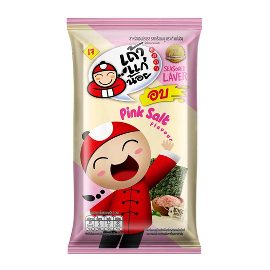 เถ้าแก่น้อย สาหร่ายอบปรุงรส รสเกลือชมพู คละแบบ 4 กรัม (แพ็ก 6 ชิ้น)