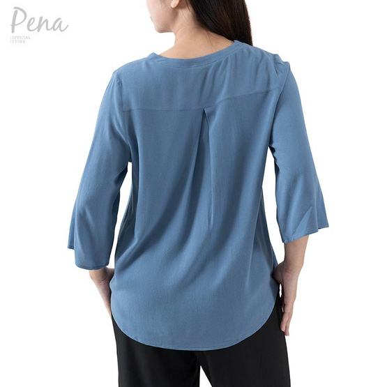 Pena house เสื้อเบลาส์ผู้หญิง แขนสี่ส่วน คอวี สีพื้น รุ่น POSL122302