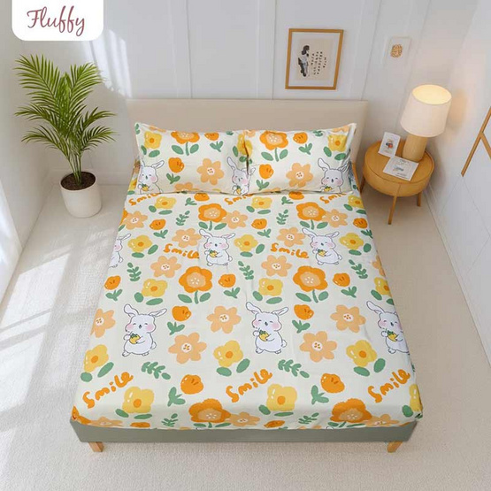 Fluffy ชุดผ้าปูไม่รวมนวม รุ่น Dreamy ลาย Floral Bunny