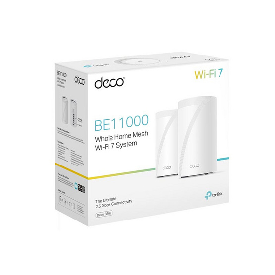 TP-Link เครือข่าย Wifi BE11000 Whole Home Mesh Wi-Fi 7 Deco BE65 2 Pack TP-Link เครือข่าย Wifi BE11000 Whole Home Mesh Wi-Fi 7 Deco BE65 2 Pack