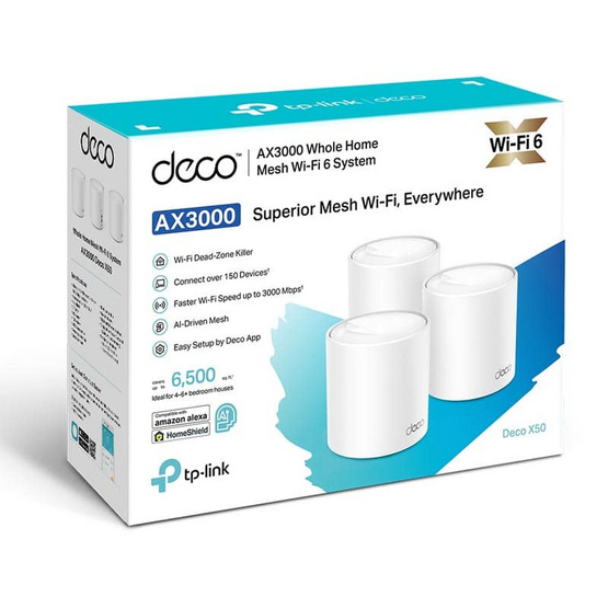 TP-Link เครือข่าย Wifi AX3000 Whole Home Mesh Wi-Fi 6 Deco X50 3 Pack