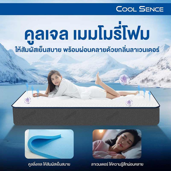 ที่นอน COOLING MEMORY FOAM HI-DENSITY ORGANIC BASE รุ่น COOL SENCE หนา 6.5 นิ้ว