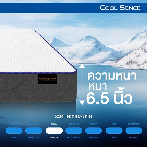 ที่นอน COOLING MEMORY FOAM HI-DENSITY ORGANIC BASE รุ่น COOL SENCE หนา 6.5 นิ้ว