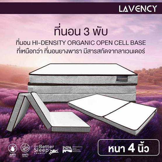 ที่นอน 3 พับ HI-DENSITY ORGANIC OPEN CELL BASE รุ่น LAVENCY