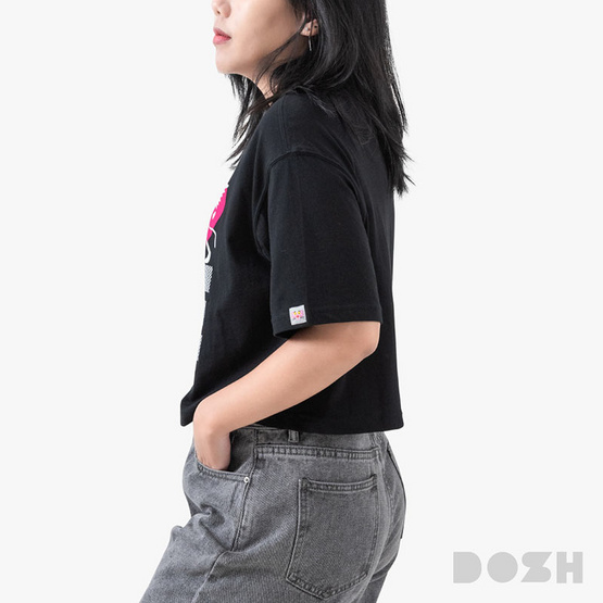 DOSH WOMENS CROPPED TOPS PINK PANTHER เสื้อยืดครอปสั้น ผู้หญิง 9DPPWT1022