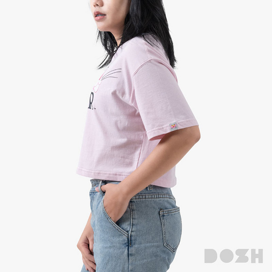 DOSH WOMENS CROPPED TOPS PINK PANTHER เสื้อยืดครอปสั้น ผู้หญิง 9DPPWT1023