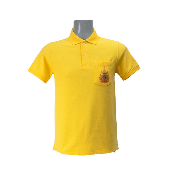 DELON เสื้อโปโล AT56009 สีเหลือง ปักตรา 72 พรรษา ผ้าคอตตอน ปีเก้ UNISEX DELON เสื้อโปโล AT56009 สีเหลือง ปักตรา 72 พรรษา ผ้าคอตตอน ปีเก้ UNISEX