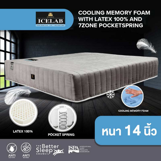 Bedisupreme ที่นอนพ็อกเก็ตสปริง Cooling Memory Foam และ ยางพาราธรรมชาติ รุ่น ICELAB