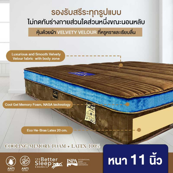 Bedisupreme ที่นอนยางพาราเสริม TOP COOLING MEMORY FOAM รุ่น ICEMAX INFINITY