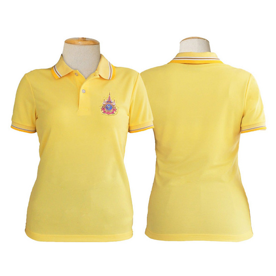 เสื้อโปโลเฉลิมพระเกียรติ 72 พรรษา สีเหลือง ทรงผู้หญิงเข้ารูป