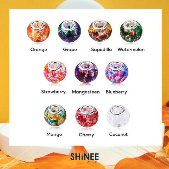 Shinee กำไลชาร์มท้าวเวสสุวรรณ พร้อมตกแต่งมูราโน่ สายสีแดงทอง