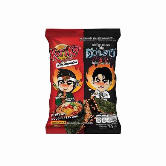 โกริโกะ สาหร่ายแซนวิชรสบะหมี่เกาหลี 30 กรัม (แพ็ก 3 ชิ้น)