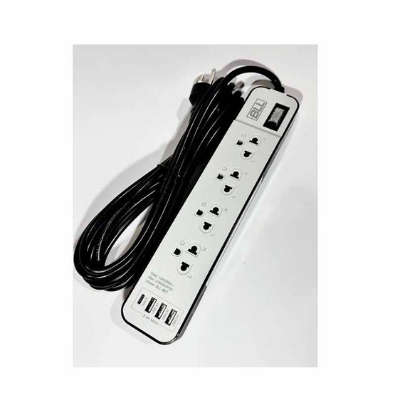 BLL รางปลั๊กไฟ 4ช่องเสียบ-1สวิตต์-สายยาว 5 เมตร 3 USB+1 Type C รุ่น B38