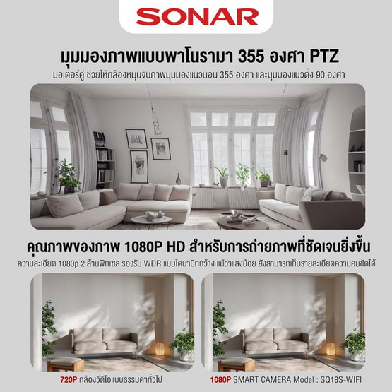 SONAR กล้องวงจรปิด 2MP รุ่น IPC-V380-E27