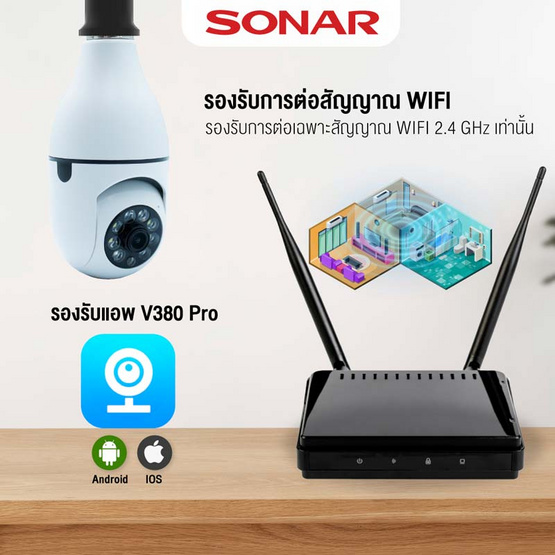 SONAR กล้องวงจรปิด 2MP รุ่น IPC-V380-E27