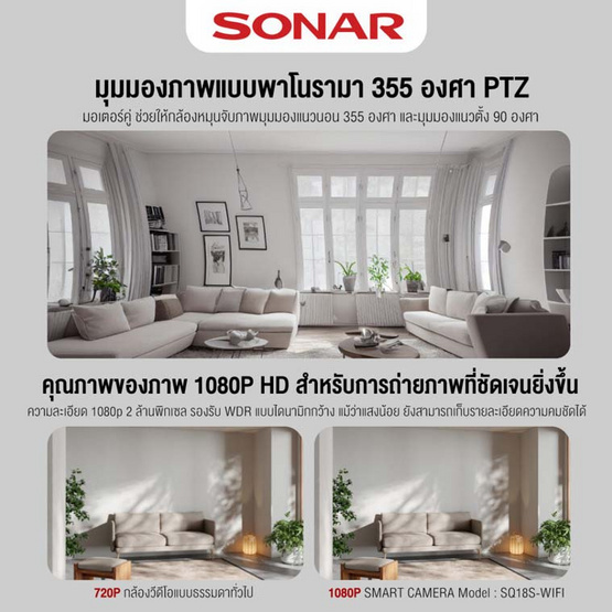 SONAR กล้องวงจรปิดไร้สาย IP Camera 2MP รุ่น IPC-V380-E27-3