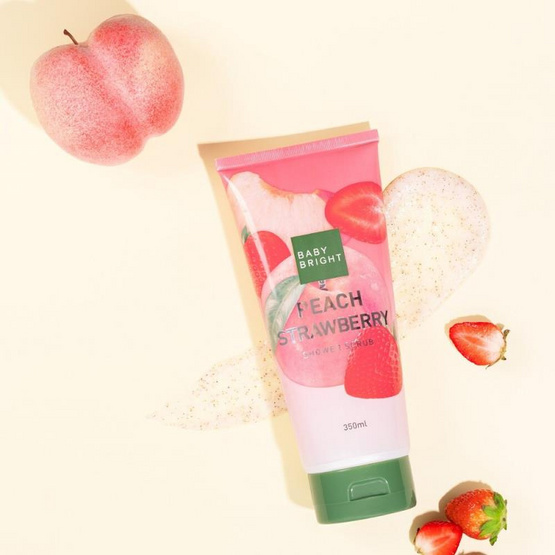 Baby Bright เซ็ทครีมอาบน่ำ Peach Strawberry Body Cleanser 450 มล.+ Shower Scrub 350 มล.