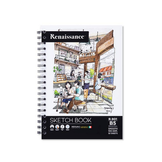 Renaissance สมุดสเก็ตซ์ 100 แกรม B5 (คละลายปก) R.901