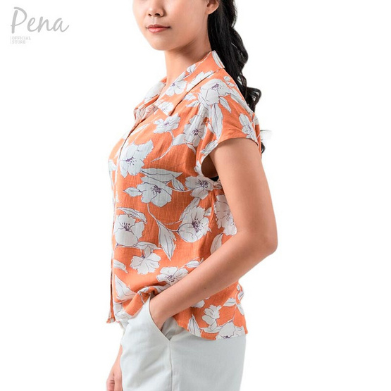 Pena house เสื้อเชิ๊ตแขนล้ำ ลายดอกไม้ รุ้น POSS022401