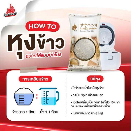 ไก่แจ้ ข้าวญี่ปุ่น 100% ซาซานิชิกิ 5 กิโลกรัม ไก่แจ้ ข้าวญี่ปุ่น 100% ซาซานิชิกิ 5 กิโลกรัม