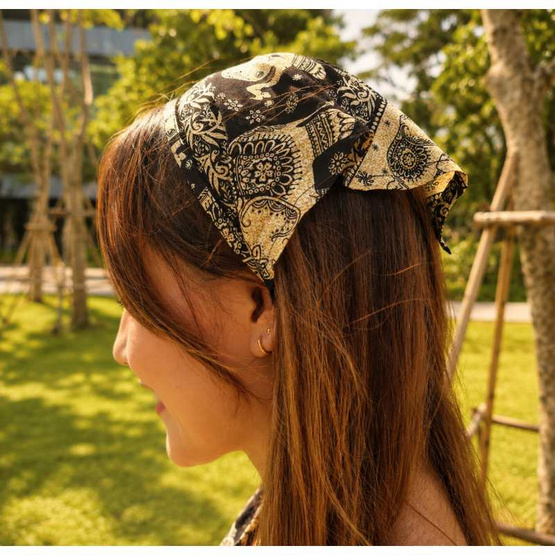 Fashion ชุดเดรสพร้อมผ้าคาดผม ลายช้าง สวมใส่สบาย ไม่ร้อน