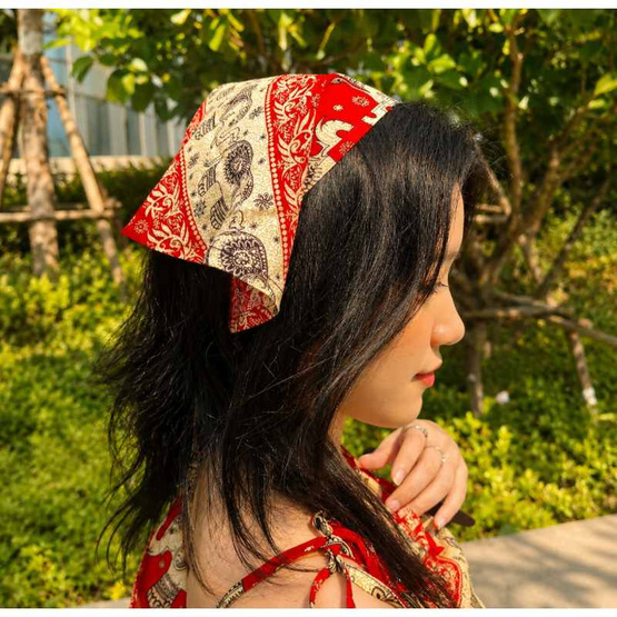 Fashion ชุดเดรสพร้อมผ้าคาดผม ลายช้าง สวมใส่สบาย ไม่ร้อน