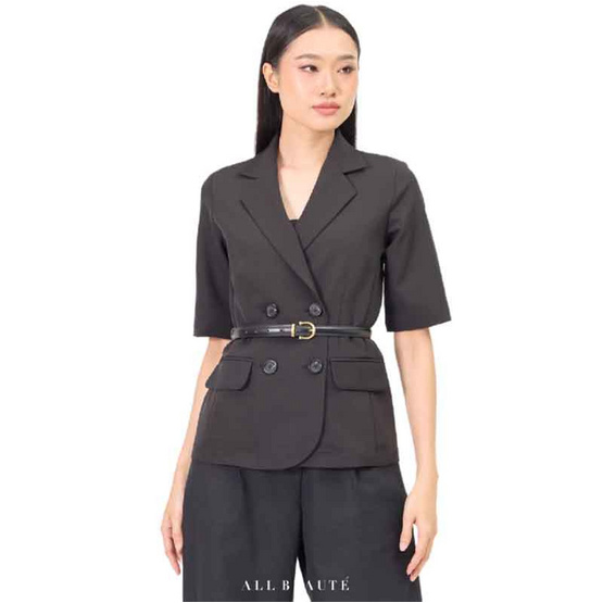 ALL BEAUTE เบลเซอร์แขนสั้น สีดำ Black Blazer