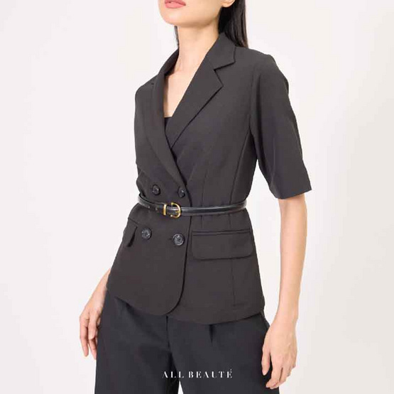 ALL BEAUTE เบลเซอร์แขนสั้น สีดำ Black Blazer