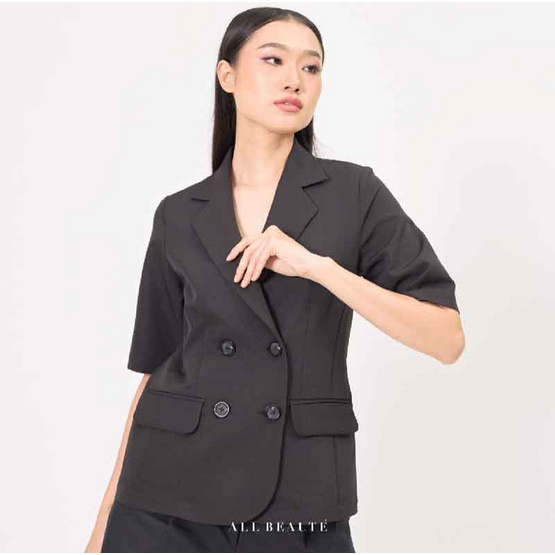 ALL BEAUTE เบลเซอร์แขนสั้น สีดำ Black Blazer