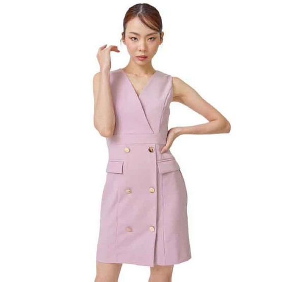 ALL BEAUTE เดรสแขนกุด สีชมพู VALEN mini dress