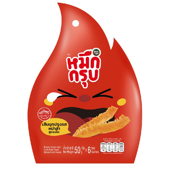สั่งจอง หมึกกรุบ เส้นบุกปรุงรสหม่าล่าสูตรเผ็ด 50 กรัม (แพ็ก 12 ชิ้น)