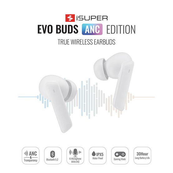 iSUPER หูฟังบลูทูธแบบ True Wireless รุ่น Evo Buds ANC