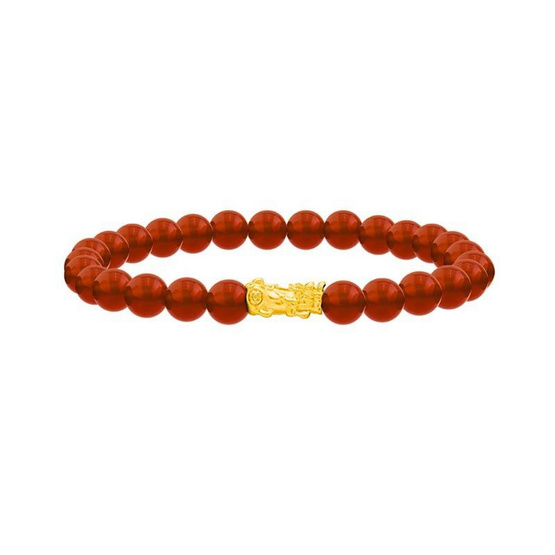 NGG Blessing Mini Pixiu Carnelian ชาร์มปีเซียะทองคำแท้ 99.9% หนัก 0.1 g พร้อมกำไลหินมงคล