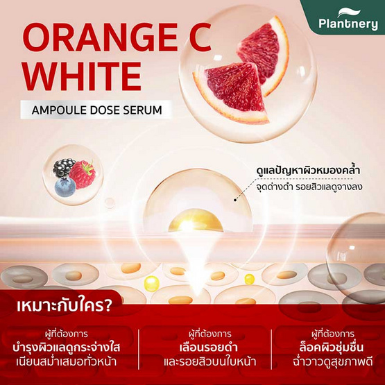 Plantnery เซรั่มเข้มข้น Orange C White Ampoule Dose Serum 8 มล. (6 ซอง)