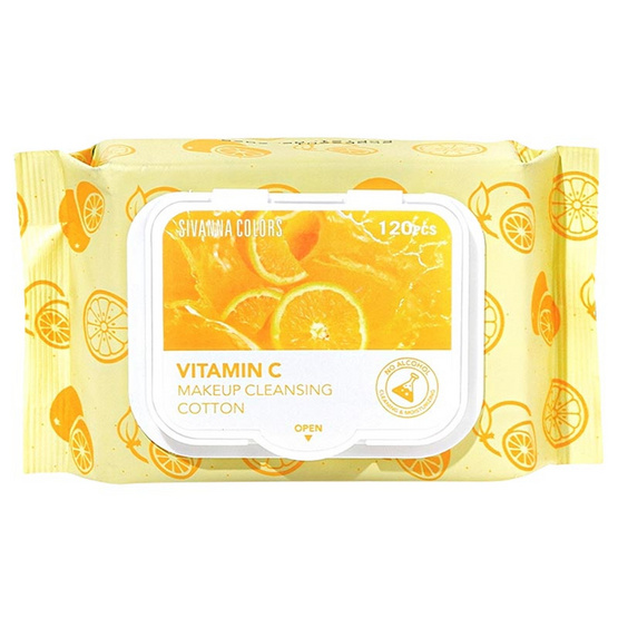 Sivanna กระดาษเปียกเช็ดเครื่องสำอาง Colors Vitamin C Makeup Cleansing Cotton 120แผ่น