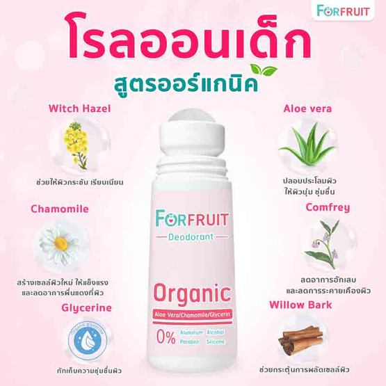 FORFRUIT ดีโอโดแรนท์ ฟอร์ คิดส์ กลิ่นหอมละมุนดอกไม้ (สีชมพู) 50 ml