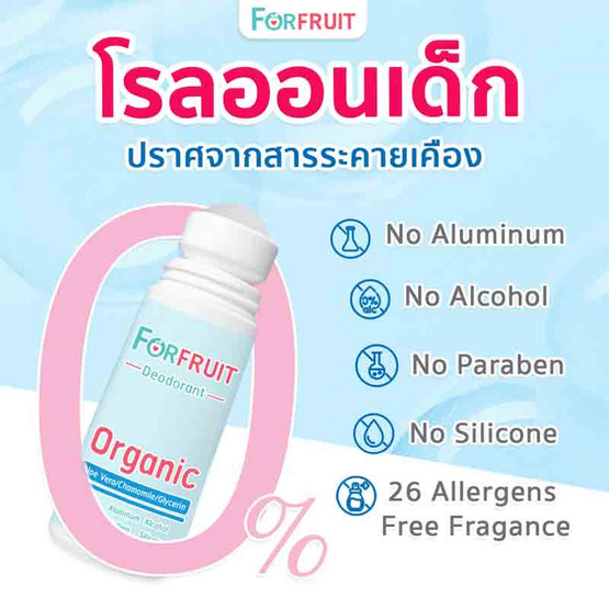 FORFRUIT ดีโอโดแรนท์ ฟอร์ คิดส์ กลิ่นหอมหวานแคนดี้ (สีฟ้า) 50 ml