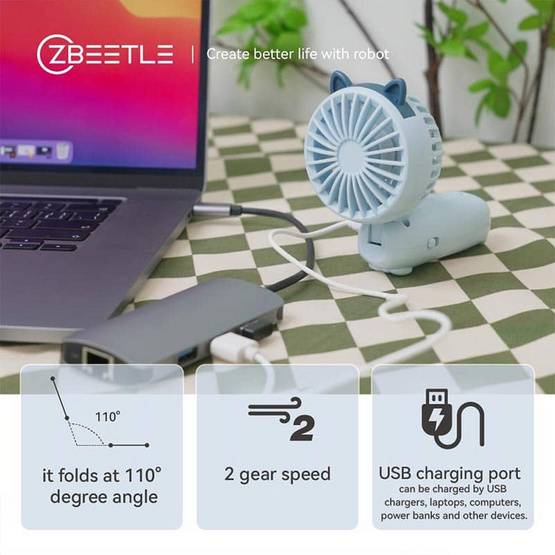 Zbeetle พัดลมพกพา รุ่น Mini fan Zbeetle พัดลมพกพา รุ่น Mini fan