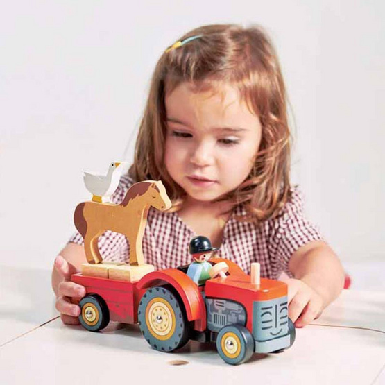 Tender Leaf Toys ของเล่นไม้ รถแทรกเตอร์ฟาร์ม Farmyard Tractor