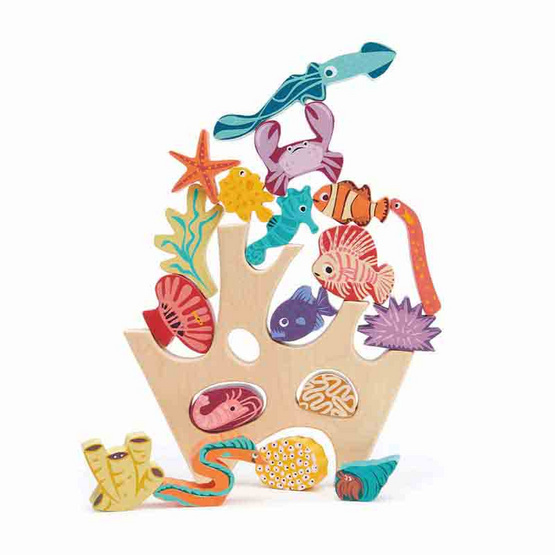 Tender Leaf Toys ของเล่นไม้ ตัวต่อสัตว์น้อยแห่งท้องทะเล Stacking Coral Reef