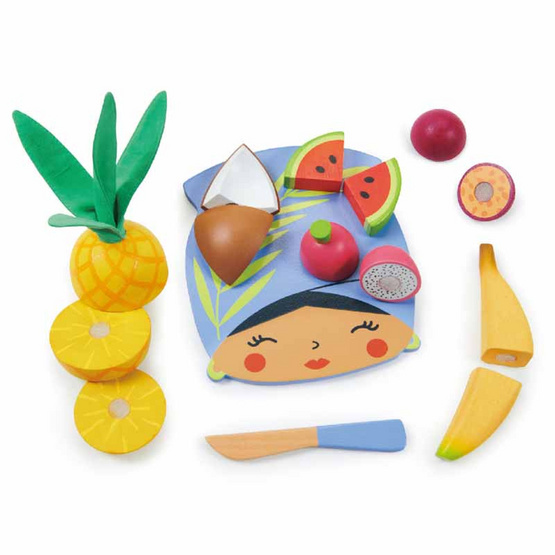 Tender Leaf Toys ของเล่นไม้ ชุดหั่นผลไม้เขตร้อน Tropical Fruit Chopping Board