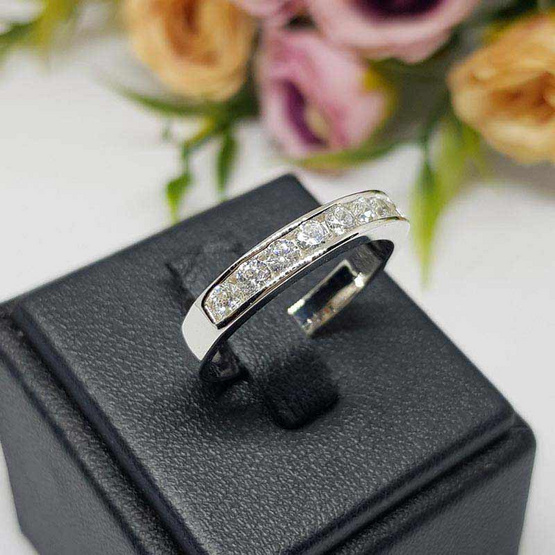 Memorine Jewelry แหวนคู่รักเงินแท้ 925 ฝังเพชรสวิส (CZ) : DUO-4