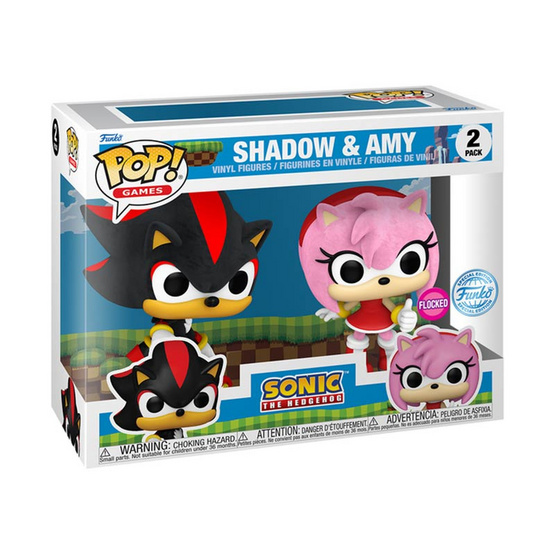 Funko POP! (76789) - Shadow & Amy Rose Flocked ver. (Exclusive) POP! Games: Sonic the Hedgehog (Pack 2)